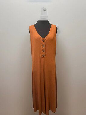 Banana Republic Women’s Brown Knit Ribbed Sleeveless Dress With Buttons Large
